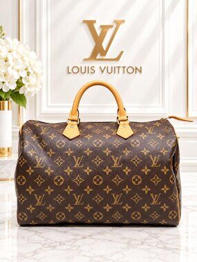 Authentic Louis Vuitton Speedy 35 Monogram Canvas Brown Vintage Luxury Handbag